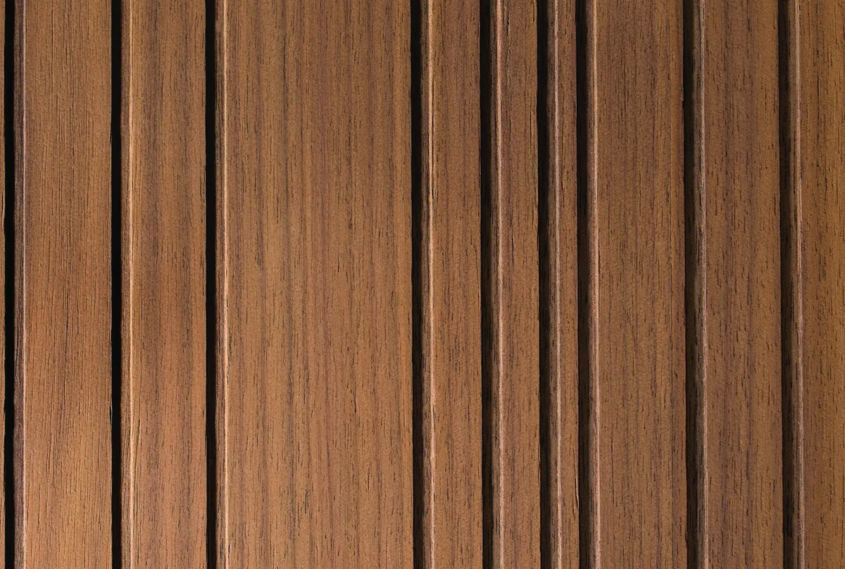 Façade noyé mondial ligné asymétrique, bois véritable